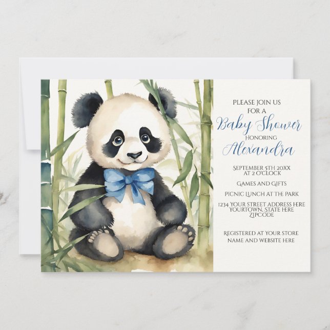 Inbjudan till baby Panda Boy Baby Shower (Framsida)