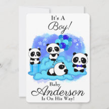 Inbjudan till baby Pandas Boy Baby Shower