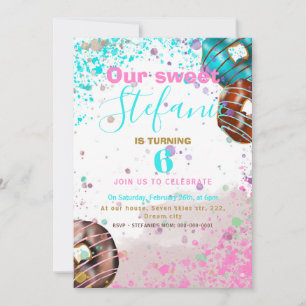 Inbjudan till baby-partyn med färgad donut