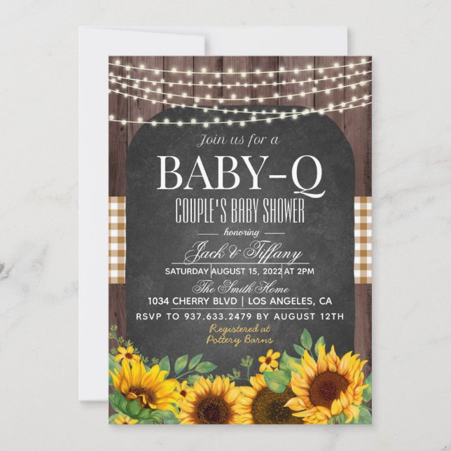 Inbjudan till baby-Q Barbecue Shower (Framsida)
