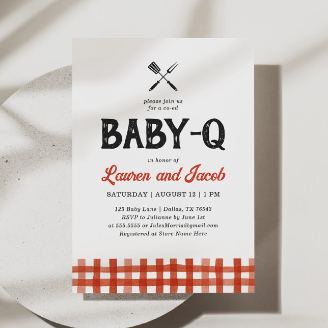 Inbjudan till baby Q Rustic Par Baby Shower (Skapare uppladdad)