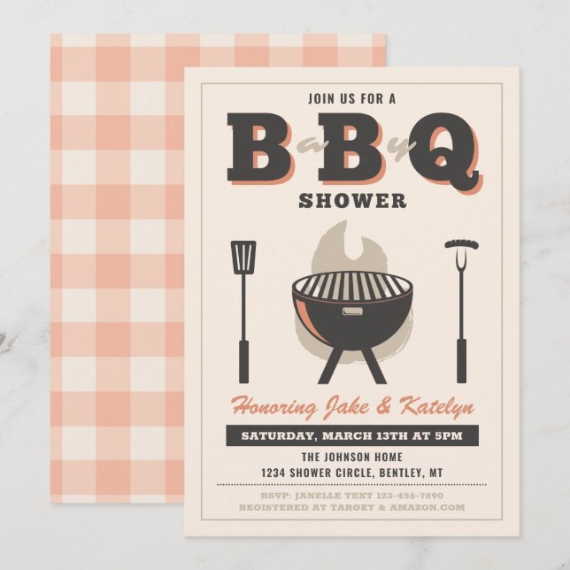 Inbjudan till Baby Q Shower | Inbjudan Baby Q (Fram/baksida)