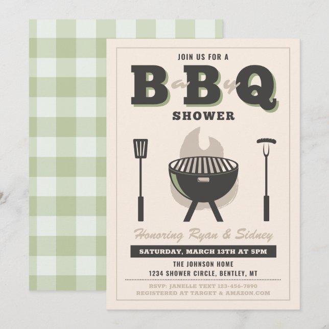 Inbjudan till Baby Q Shower | Inbjudan Baby Q (Fram/baksida)