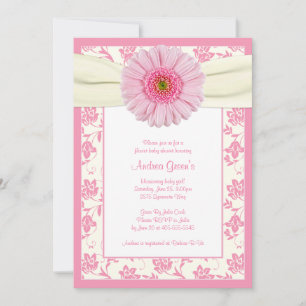 Inbjudan till baby Rosa Gerbera Ivory Baby Shower