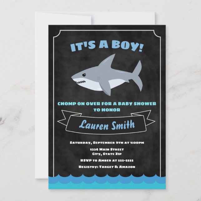 Inbjudan till Baby Shark Baby Shower (Framsida)