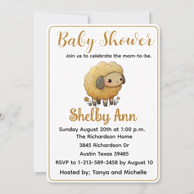 Inbjudan till baby Sheep Baby Shower (Framsida)