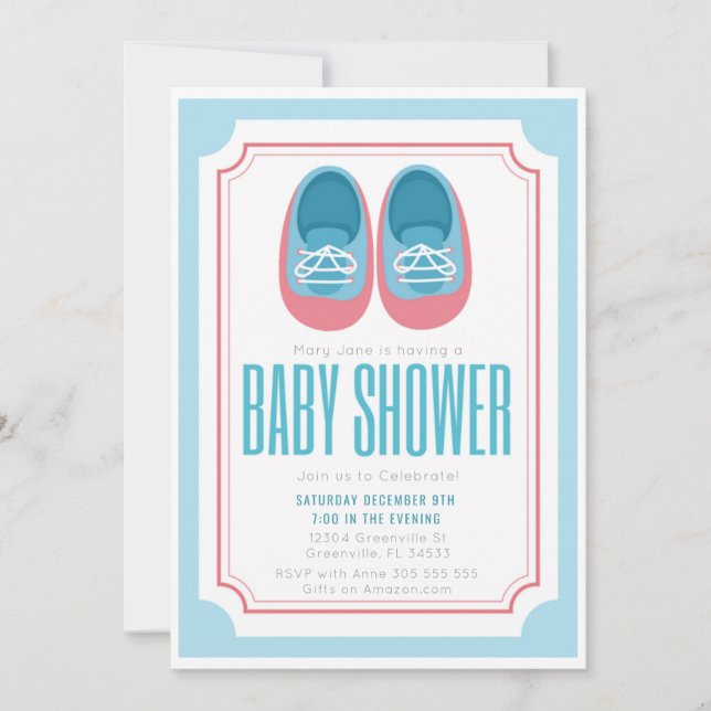 Inbjudan till Baby Shoes Baby Shower (Framsida)