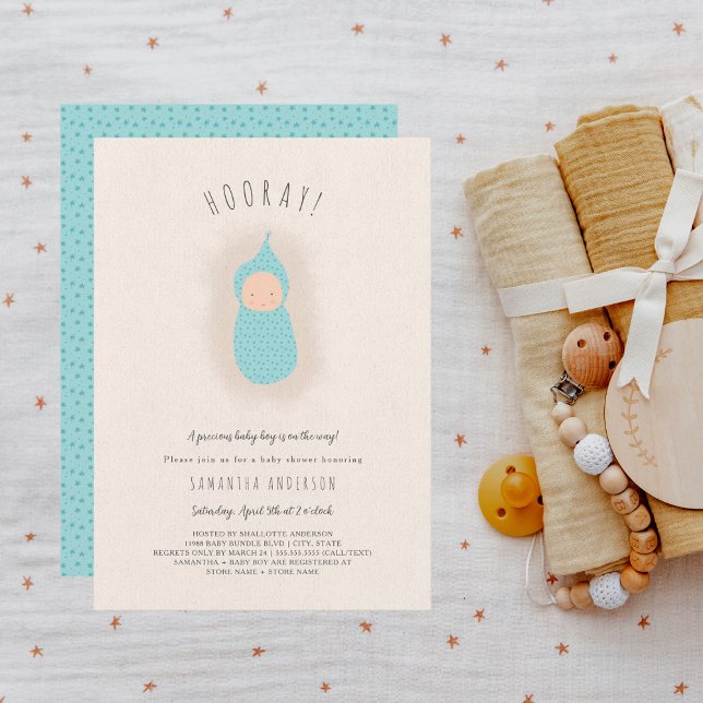 Inbjudan till Baby Shower-babyn för liten bondpojk (Skapare uppladdad)
