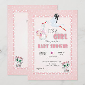 inbjudan till baby shower, det är en flicka