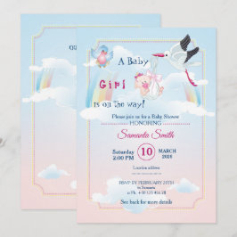 inbjudan till baby shower, det är en flicka