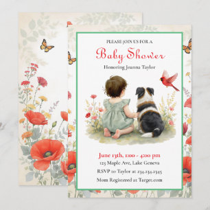 Inbjudan till baby shower för en babyflicka och he