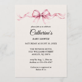 Inbjudan till baby shower för flicka med rosa band