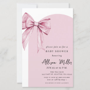 Inbjudan till baby shower för flicka med rosa rose