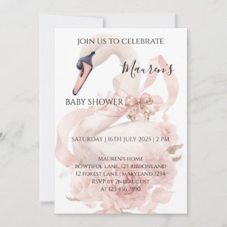 Inbjudan till baby shower för flicka med rosa rose