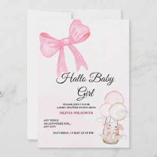 Inbjudan till baby shower för liten flicka med ros