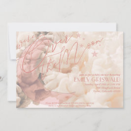 Inbjudan till Baby Shower för Måne över Tjej-barnk