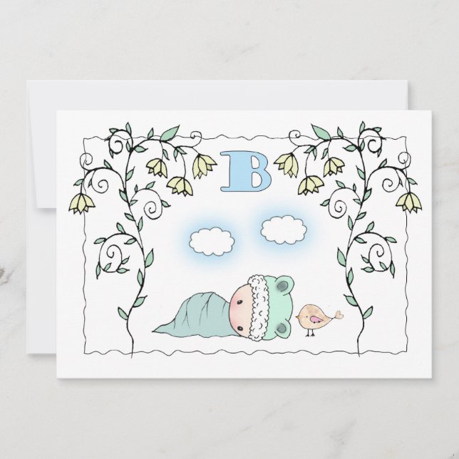 Inbjudan till baby shower för pojke (Framsida)
