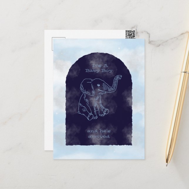 Inbjudan till baby shower för pojke (Fram/Back In Situ)