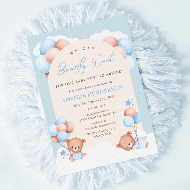 Inbjudan till baby shower för tvillingpojkar med t (Skapare uppladdad)