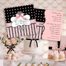Inbjudan till baby shower - Fransk Bow Dot Swirl v