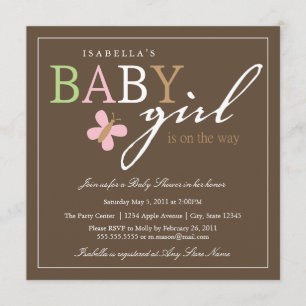 Inbjudan till Baby Shower i kvadrat-FLICKA