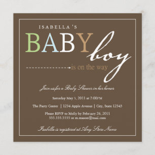 Inbjudan till Baby Shower i kvadrat-POJKE
