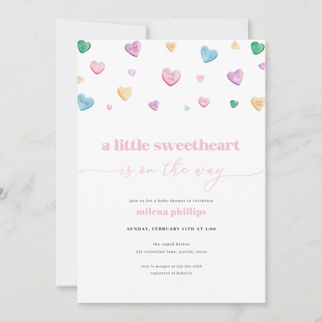 Inbjudan till Baby Shower, lilla älskling, Valenti (Framsida)