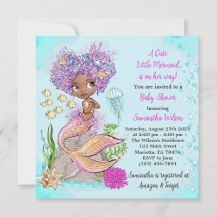 Inbjudan till Baby Shower Little African Sjöjungfr