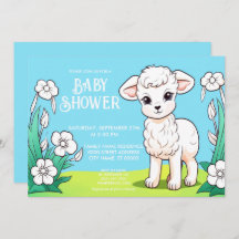 Inbjudan till Baby Shower Little Lamb Baby Shower