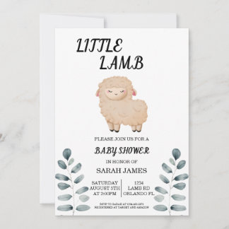Inbjudan till Baby Shower Little Lamb Baby Shower