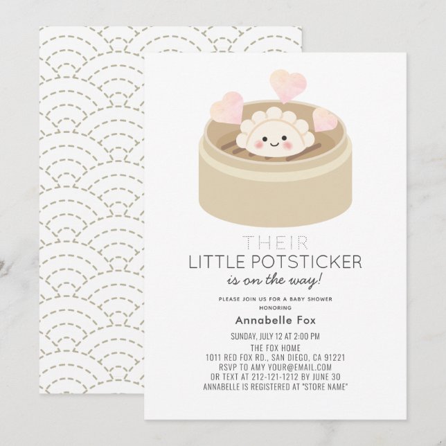 Inbjudan till Baby Shower Little Poteck Baby Showe (Fram/baksida)