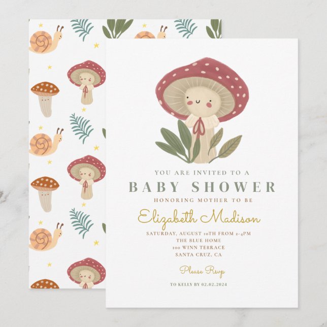 Inbjudan till Baby Shower Little svamp Shower (Fram/baksida)