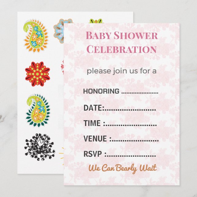 Inbjudan till baby shower med könsbestämning | Mod (Fram/baksida)