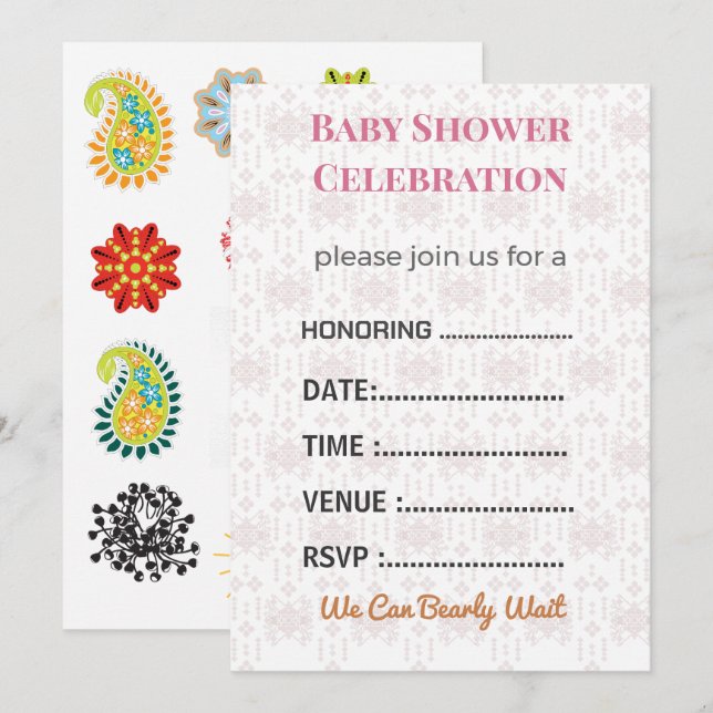 Inbjudan till baby shower med könsbestämning | Mod (Fram/baksida)