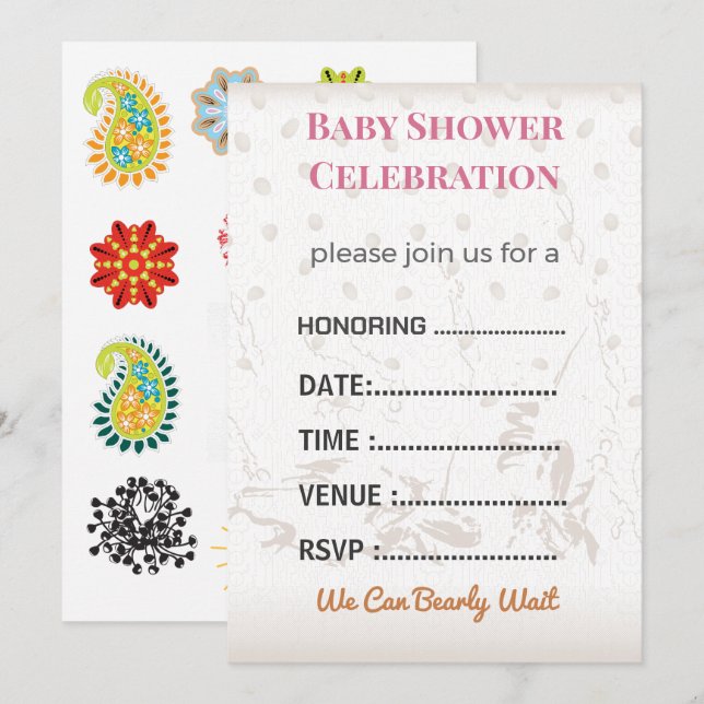 Inbjudan till baby shower med könsreveleation | Mo (Fram/baksida)