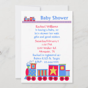 Inbjudan till baby shower med leksakståg