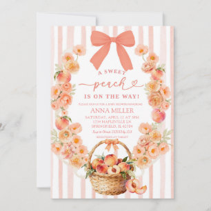 Inbjudan till baby shower med persikofärgad blomst