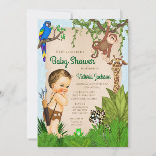 Inbjudan till baby shower med pojke safari djungel