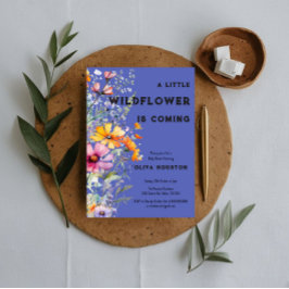Inbjudan till baby shower med vilda blommor