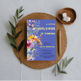 Inbjudan till baby shower med vilda blommor