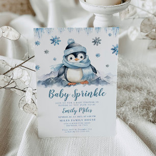 Inbjudan till baby Sprinkle, babykläder, Penguin