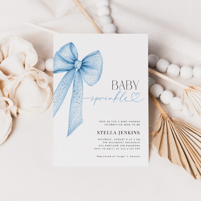 Inbjudan till Baby Sprinkle Blue Bow Baby Shower (Skapare uppladdad)
