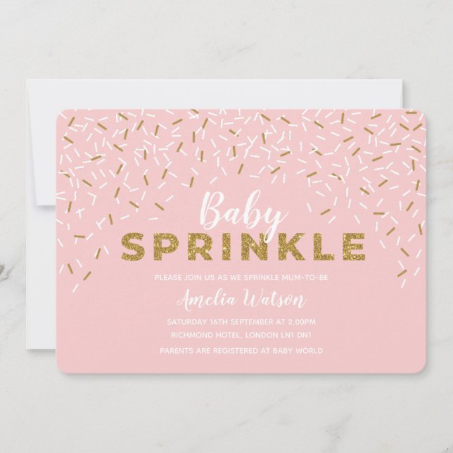 Inbjudan till Baby Sprinkle Rosa Baby Shower (Framsida)