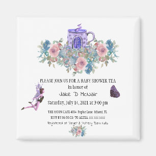 Inbjudan till Baby Tea-partiet för vattenfärgspa Magnet