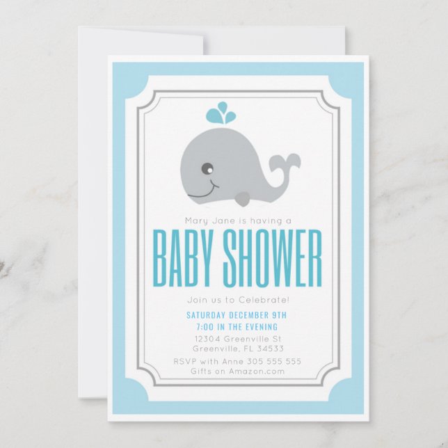 Inbjudan till baby Whale Baby Shower (Framsida)