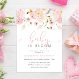 Inbjudan till babyåda för baby i Bloom Rosa Blommi