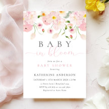 Inbjudan till babyåda för baby i Bloom Rosa Blommi