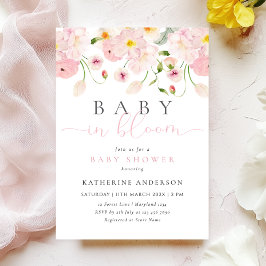 Inbjudan till babyåda för baby i Bloom Rosa Blommi