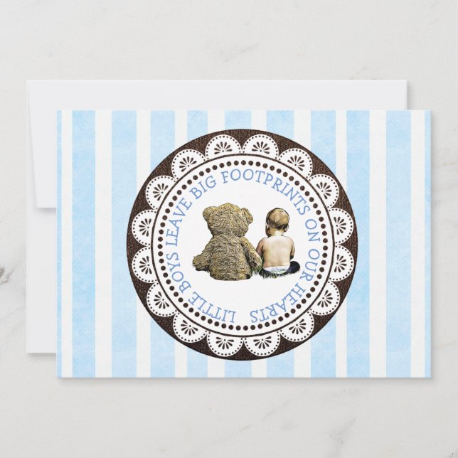 Inbjudan till babyåda för Baby och Nalle Boys i (Framsida)