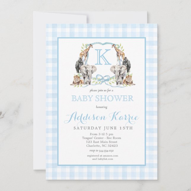 Inbjudan till babyåkare för Preppy Safari Vapenskö (Framsida)